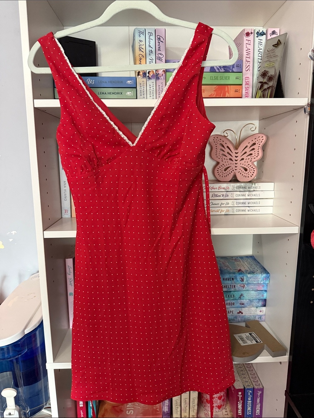 Jessica Simpson Red Polka Dot Midi Dress